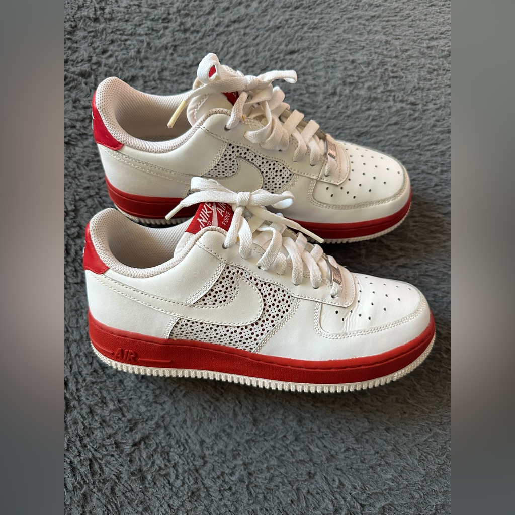 Vintage Nike Air Force 1 Af1 '07 White Varsity Red Youth Size 6.5